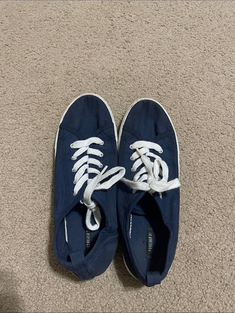 Forever 21 Kids Navy Canvas Lace-Up Sneakers with White Laces